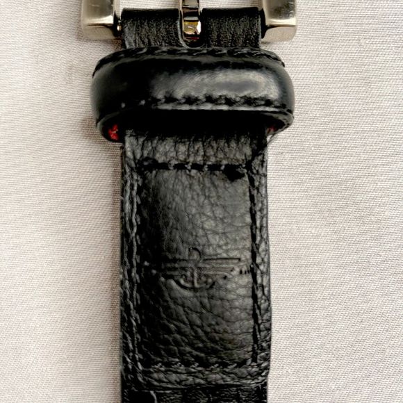 Dockers Belt Medium Black Full Grain Leather Mulit Linear Stitch Detail - Picture 9 of 11